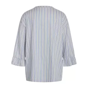 Ninna Natbluse 3/4 Ærme, Faded Denim Stripe