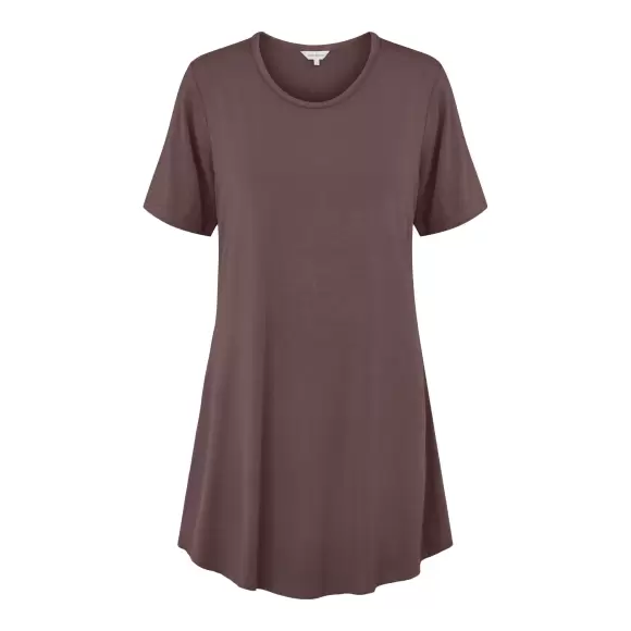 Wiki - Bamboo Big Shirt Kort Ærme, Coffee Bean