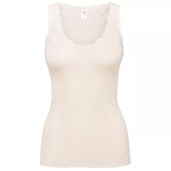 Calida - Richesse Lace Tank Top, Uld/Silke Råhvid