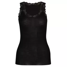 Richesse Lace Tank Top, Uld/Silke Sort