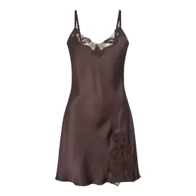 Pure Silk Slip W/Lace, Coffee Bean