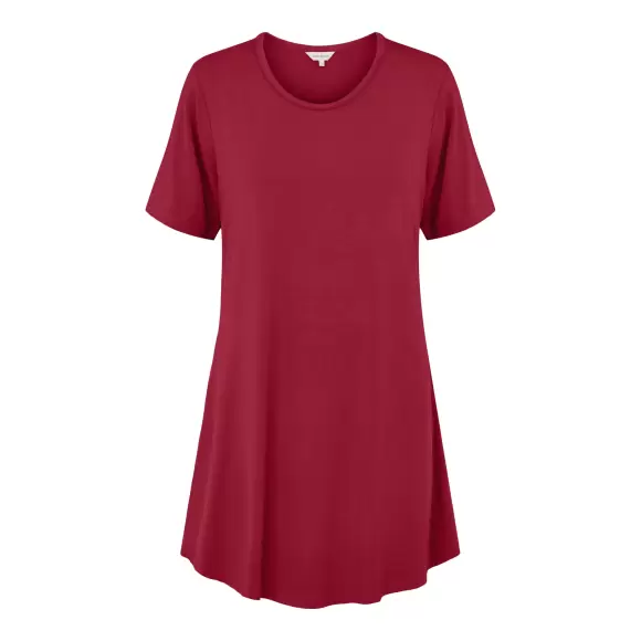 Wiki - Bamboo Big Shirt Kort Ærme, Ruby Red