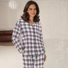 Cotton Flannel Pyjamas, Blue/Red Checks