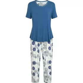 Bambus Pyjamas Kort Ærme, Blue Grey Floral