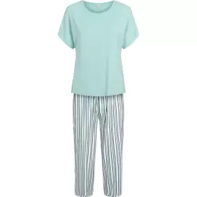 Bambus Pyjamas Kort Ærme, Blue Grey Stripe