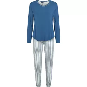 Bambus Pyjamas Lang Ærme, Blue Grey Stripe