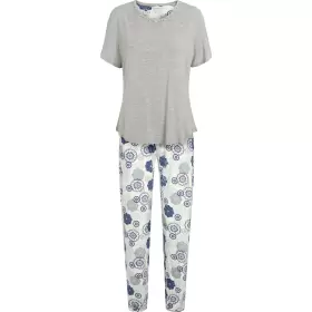 Bambus Pyjamas Kort Ærme, Blue Grey Floral