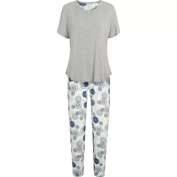 Wiki - Bambus Pyjamas Kort Ærme, Blue Grey Floral